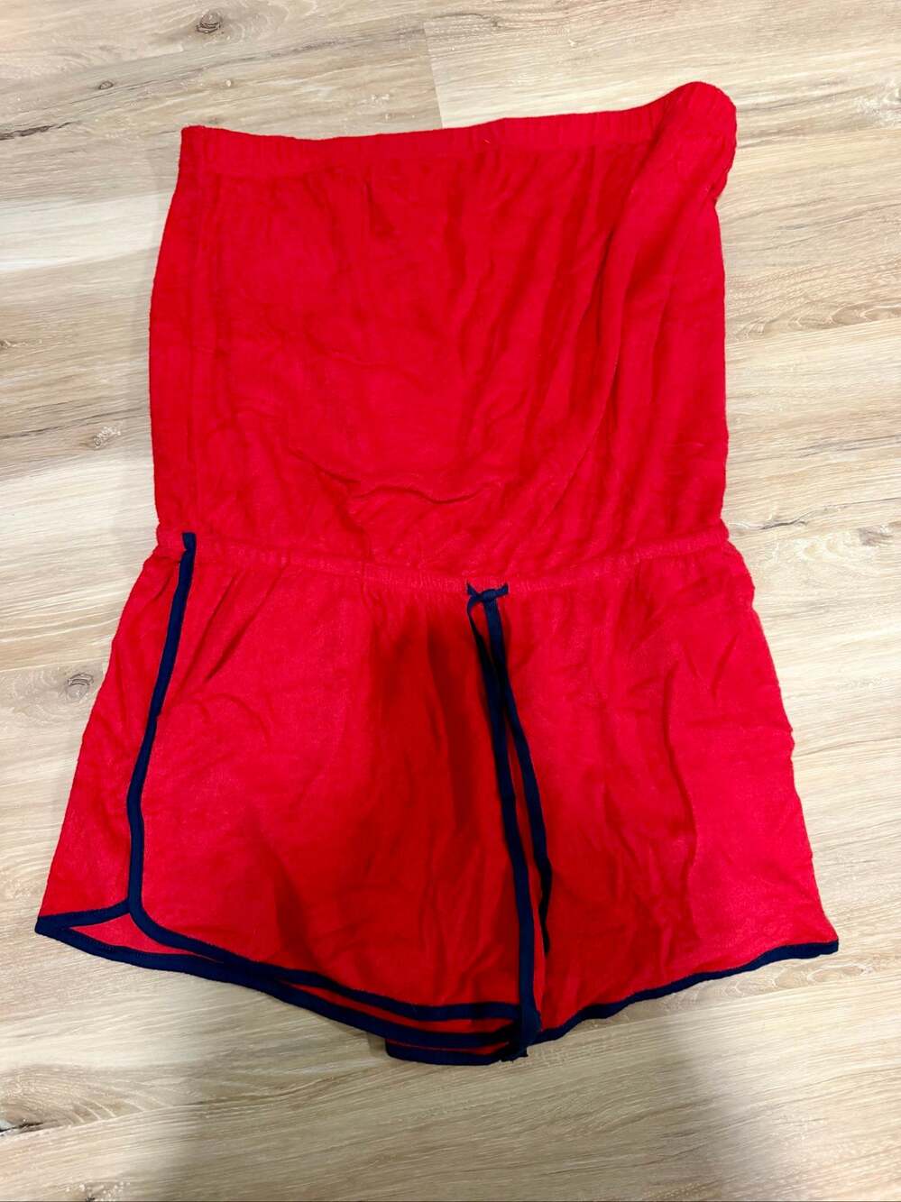 No Boundaries Women's Red & Navy Strapless Romper XXL Terry Cloth
